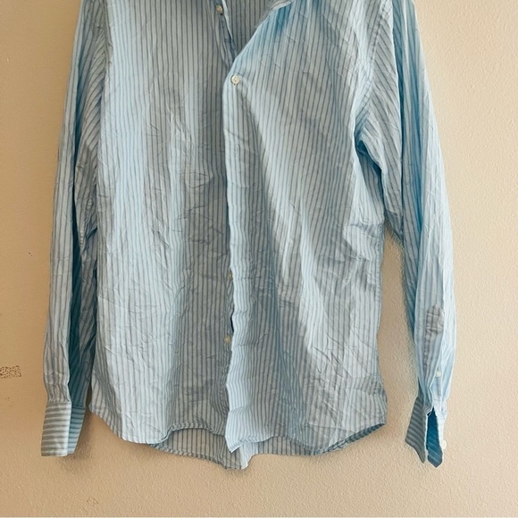 EXPRESS Men's Blue/White Striped Fitted Dress Shirt Size Large/16-16.5 - Picture 3 of 6